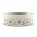 Tarhong Medallion Paw Print Large Pet Bowl - Natural Set of 2 PDR5085PBLSC